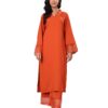 Varanga Women's Rust Straight Kurta with Tonal Bottom – Eleg... - Image 2
