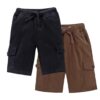 KiddoPanti Boy's Solid Knit Cargo Shorts Pack of 2 - Image 2