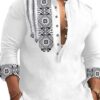 DEELMO Men's Cotton Blend Mandarin Collar Self One Design Fu... - Image 6