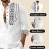 DEELMO Men's Cotton Blend Mandarin Collar Self One Design Fu... - Image 4