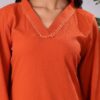Varanga Women's Rust Straight Kurta with Tonal Bottom – Eleg... - Image 6