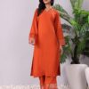 Varanga Women's Rust Straight Kurta with Tonal Bottom – Eleg... - Image 9