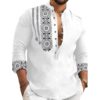 DEELMO Men's Cotton Blend Mandarin Collar Self One Design Fu... - Image 2