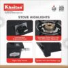 Khaitan 3 Burner BP Jio Black Toughened Glass | LPG Cooktop ... - Image 9