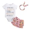 Hopscotch Girls Cotton Text Print Onesie And Skirt Set with ... - Image 2