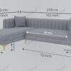 Sixpine Modern 3 + Lounger RHS Lined Sofa | L Type Sofa | Si... - Image 3