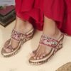 V-WALK Women\'s Slip-Ons Floral Embroidered Ethnic Wedge Hee... - Image 4