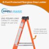 8-Foot Fiberglass Step Ladder, 250 Pound Capacity - Image 4