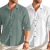 ROYALSCOUT Men\'s Solid Regular Fit Shirt (2_POP_222_Green &... - Image 2