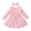 Hopscotch Girls Bow Applique Full-Sleeve Casual Dress with H... - Image 2