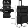 Adson 2 in 1 Beauty Travel Vanity Trolley Makeup Case, Porta... - Image 3