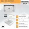 Ruhe® Handmade Exclusive Single Bowl Kitchen Sink - 24x18x10... - Image 5