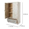 APRODZ Scolpito Mango Wood Two Door and 1 Drawer Wardrobe St... - Image 6