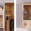 Wooden Cat House Cabinet with Wheels, Multi-Level Indoor Pet... - Image 7