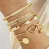 Shining Diva Fashion Set of 5 Latest Stylish Multilayer Gold... - Image 3