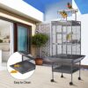 HSM 63 Inch Wrought Iron Large Bird Flight Cage with Rolling... - Image 5