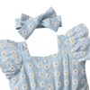 Hopscotch Girls Floral EmbroidePlaysuit With Headband In Blu... - Image 4
