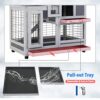 37 Inch Wood Rabbit Hutch Rabbit Cage Bunny Hutch Rolling La... - Image 7