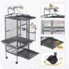 HSM 63 Inch Wrought Iron Large Bird Flight Cage with Rolling... - Image 7