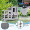 37 Inch Wood Rabbit Hutch Rabbit Cage Bunny Hutch Rolling La... - Image 6