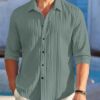 ROYALSCOUT Men\'s Solid Regular Fit Shirt (2_POP_222_Green &... - Image 3