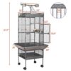 HSM 63 Inch Wrought Iron Large Bird Flight Cage with Rolling... - Image 3