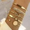 Shining Diva Fashion Set of 5 Latest Stylish Multilayer Gold... - Image 10