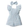 Hopscotch Girls Floral EmbroidePlaysuit With Headband In Blu... - Image 3
