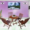 Home furniture Wooden Patio Dining Set Foldable 4 Chair and ... - Image 8
