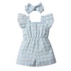Hopscotch Girls Floral EmbroidePlaysuit With Headband In Blu... - Image 2
