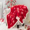 Touchat Red Sherpa Christmas Throw Blanket, Fuzzy Fluffy Sof... - Image 2