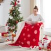 Touchat Red Sherpa Christmas Throw Blanket, Fuzzy Fluffy Sof... - Image 3