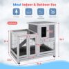 37 Inch Wood Rabbit Hutch Rabbit Cage Bunny Hutch Rolling La... - Image 9