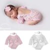 BabyMoon Girls Lace Romper with Hairband Born Baby Photograp... - Image 2