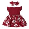 Hopscotch Girls Floral Print Casual Dress with Headband In R... - Image 3