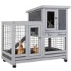 37 Inch Wood Rabbit Hutch Rabbit Cage Bunny Hutch Rolling La... - Image 2