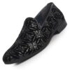 FAUSTO FST KI-3650E BLACK-42 Men Black Silk Zardosi Sequin V... - Image 2