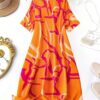 Leriya Fashion Midi Dress for Women Orange - Image 3