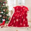 Touchat Red Sherpa Christmas Throw Blanket, Fuzzy Fluffy Sof... - Image 9