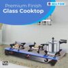 MILTON Premium 3 Burner BLUE Manual Ignition Glass Top Gas S... - Image 9