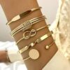 Shining Diva Fashion Set of 5 Latest Stylish Multilayer Gold... - Image 8
