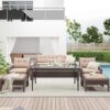 LOCCUS 6 Pieces Patio Furniture Set, Outdoor Sofa HDPE Wicke... - Image 6