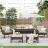 LOCCUS 6 Pieces Patio Furniture Set, Outdoor Sofa HDPE Wicke... - Image 4