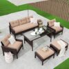LOCCUS 6 Pieces Patio Furniture Set, Outdoor Sofa HDPE Wicke... - Image 2